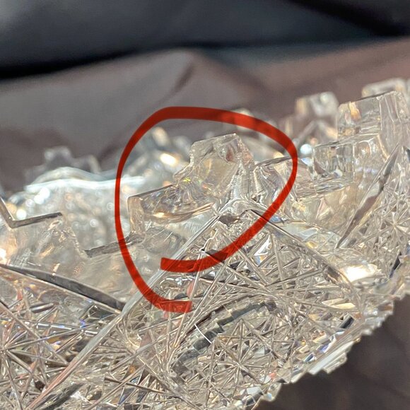 American Brilliant Period ABP Clark Prima Donna Low Cut Glass Bowl Castle Rim - Picture 15 of 16